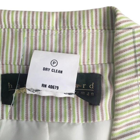 Harve Benard Blazer Jacket Womens 4 Green White Stripe Floral Cotton Two Button - Picture 7 of 12